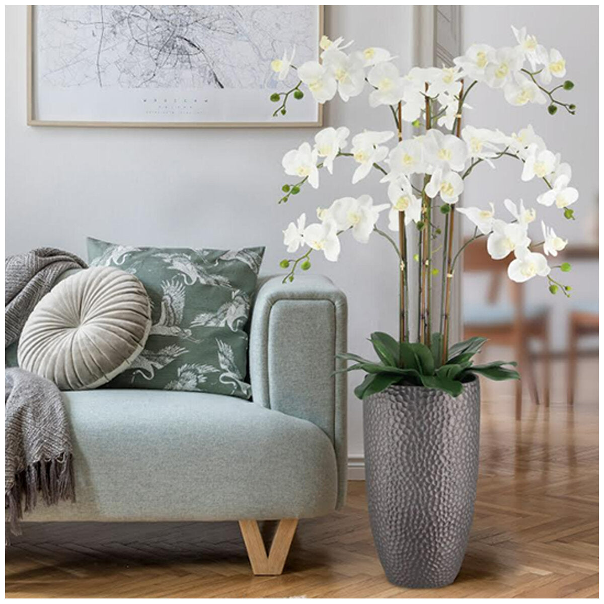 CGH 1.2M White Artificial Phalaenopsis Orchid Arrangement in Modern Planter - SuperSaverAU - view 9