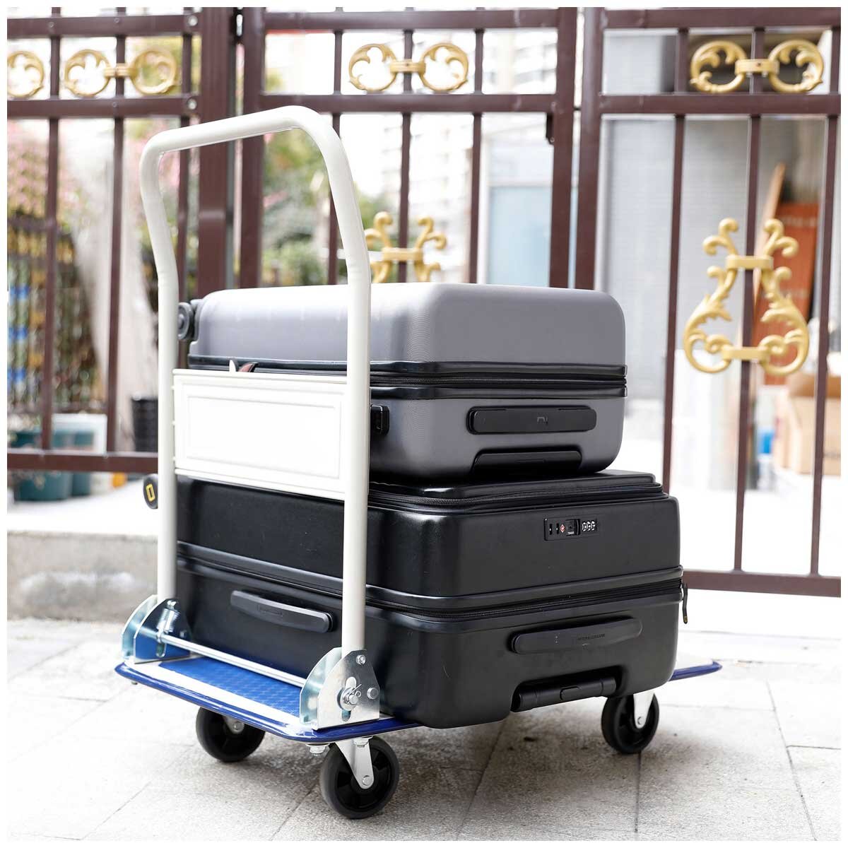 Folding Platform Trolley 150kg with Durable Steel Platform, Non-Slip PVC Covering, TPR Wheels - Ideal for Office, Warehouse, and Garage