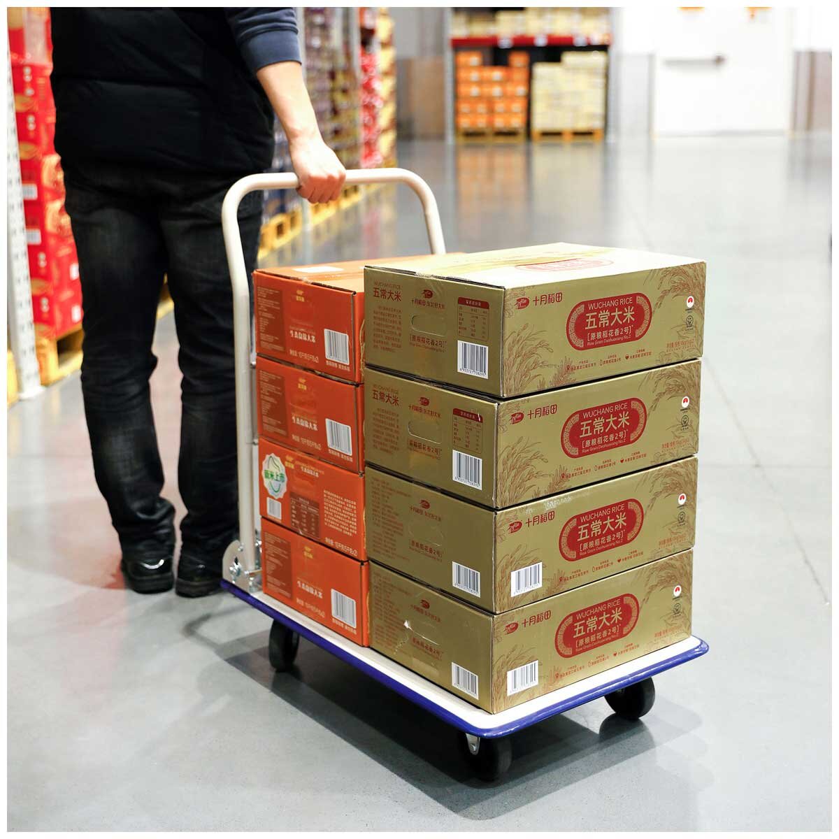 Folding Platform Trolley 150kg with Durable Steel Platform, Non-Slip PVC Covering, TPR Wheels - Ideal for Office, Warehouse, and Garage