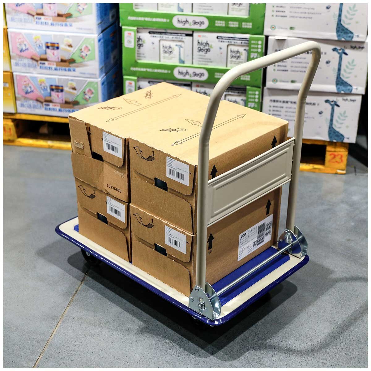 Folding Platform Trolley 150kg with Durable Steel Platform, Non-Slip PVC Covering, TPR Wheels - Ideal for Office, Warehouse, and Garage