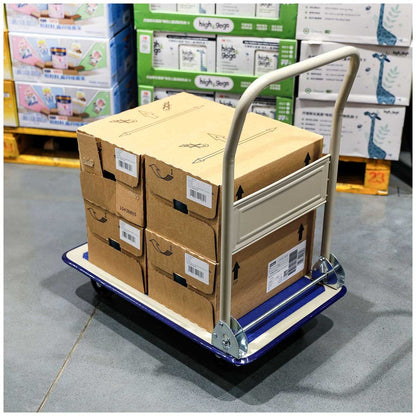 Folding Platform Trolley 150kg with Durable Steel Platform, Non-Slip PVC Covering, TPR Wheels - Ideal for Office, Warehouse, and Garage