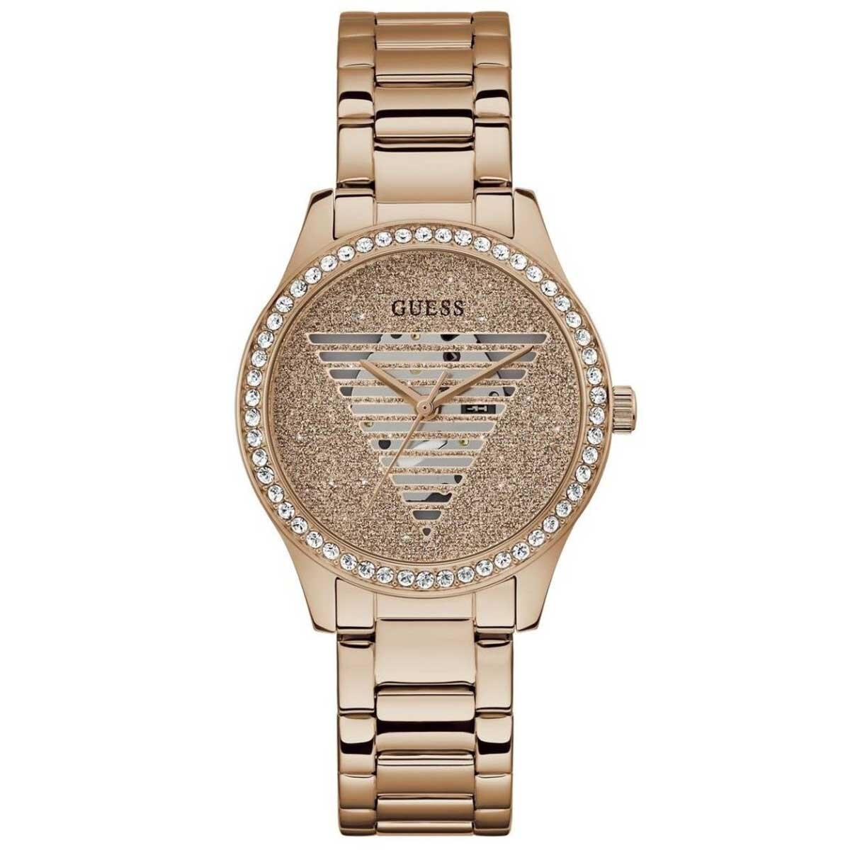 GUESS Lady Idol Rose Gold Tone Women's Watch GW0605L3 with Zircon Stones, Stainless Steel Bracelet, and 2-Year Warranty
