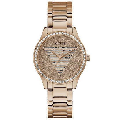GUESS Lady Idol Rose Gold Tone Women's Watch GW0605L3 with Zircon Stones, Stainless Steel Bracelet, and 2-Year Warranty