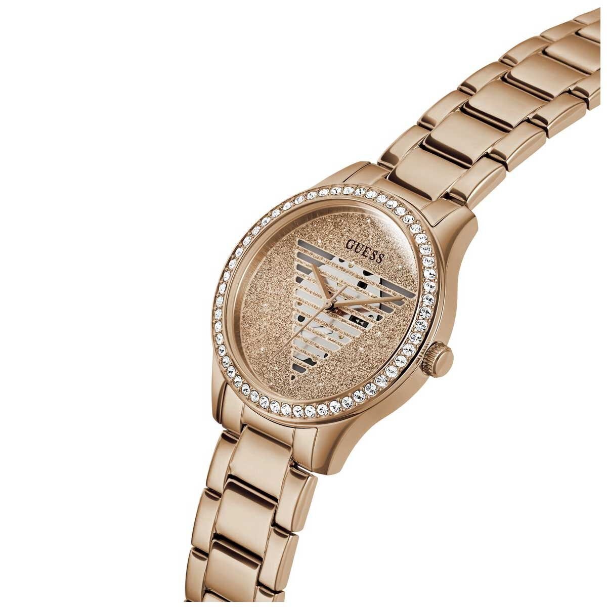 GUESS Lady Idol Rose Gold Tone Women's Watch GW0605L3 with Zircon Stones, Stainless Steel Bracelet, and 2-Year Warranty