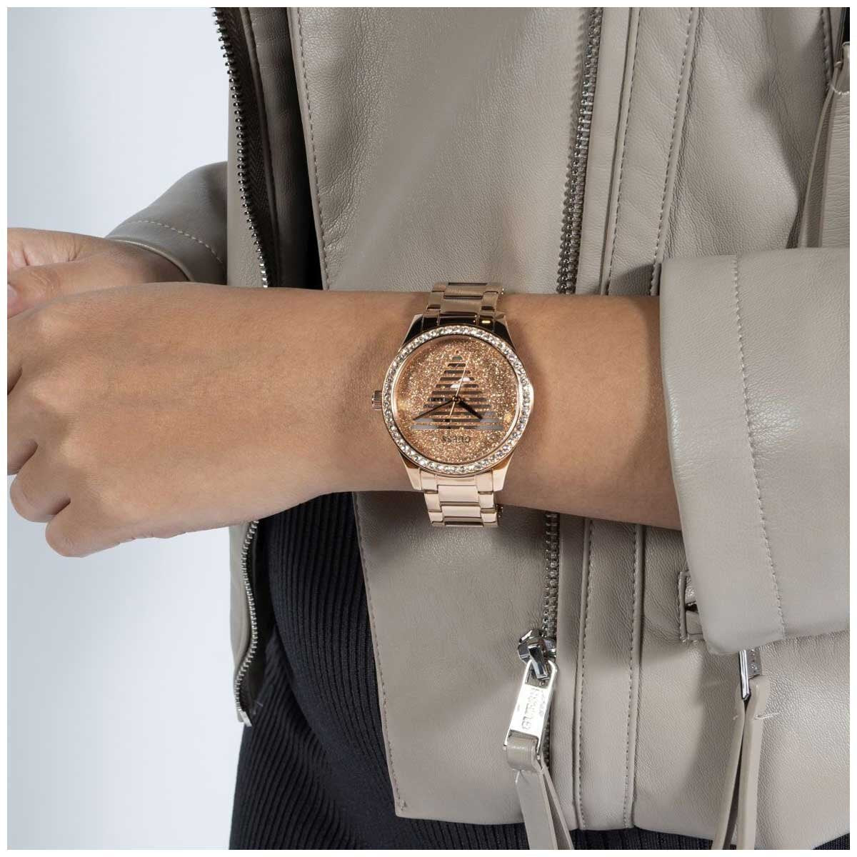 GUESS Lady Idol Rose Gold Tone Women's Watch GW0605L3 with Zircon Stones, Stainless Steel Bracelet, and 2-Year Warranty