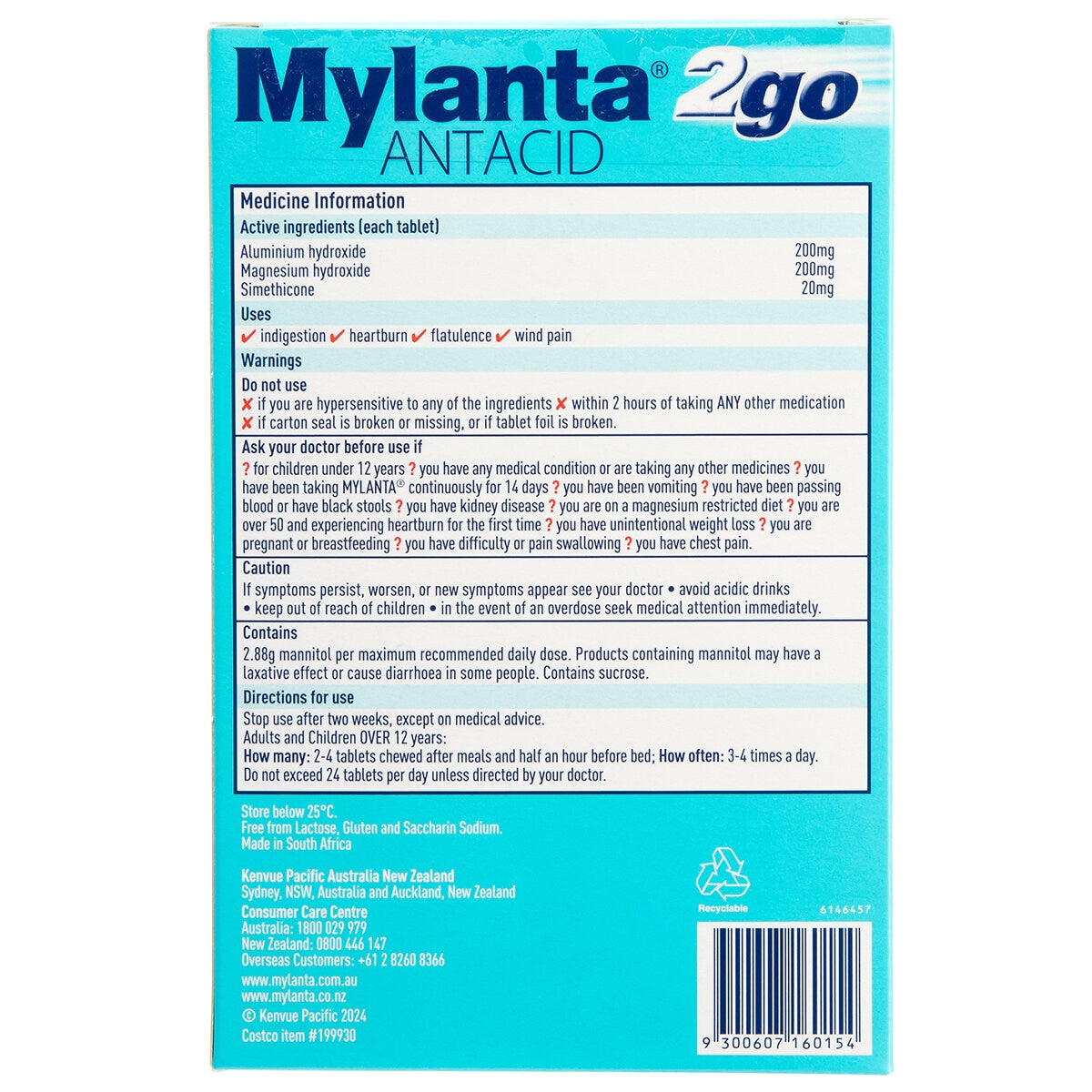 Mylanta Original Chewable 3 x 48 Tablets