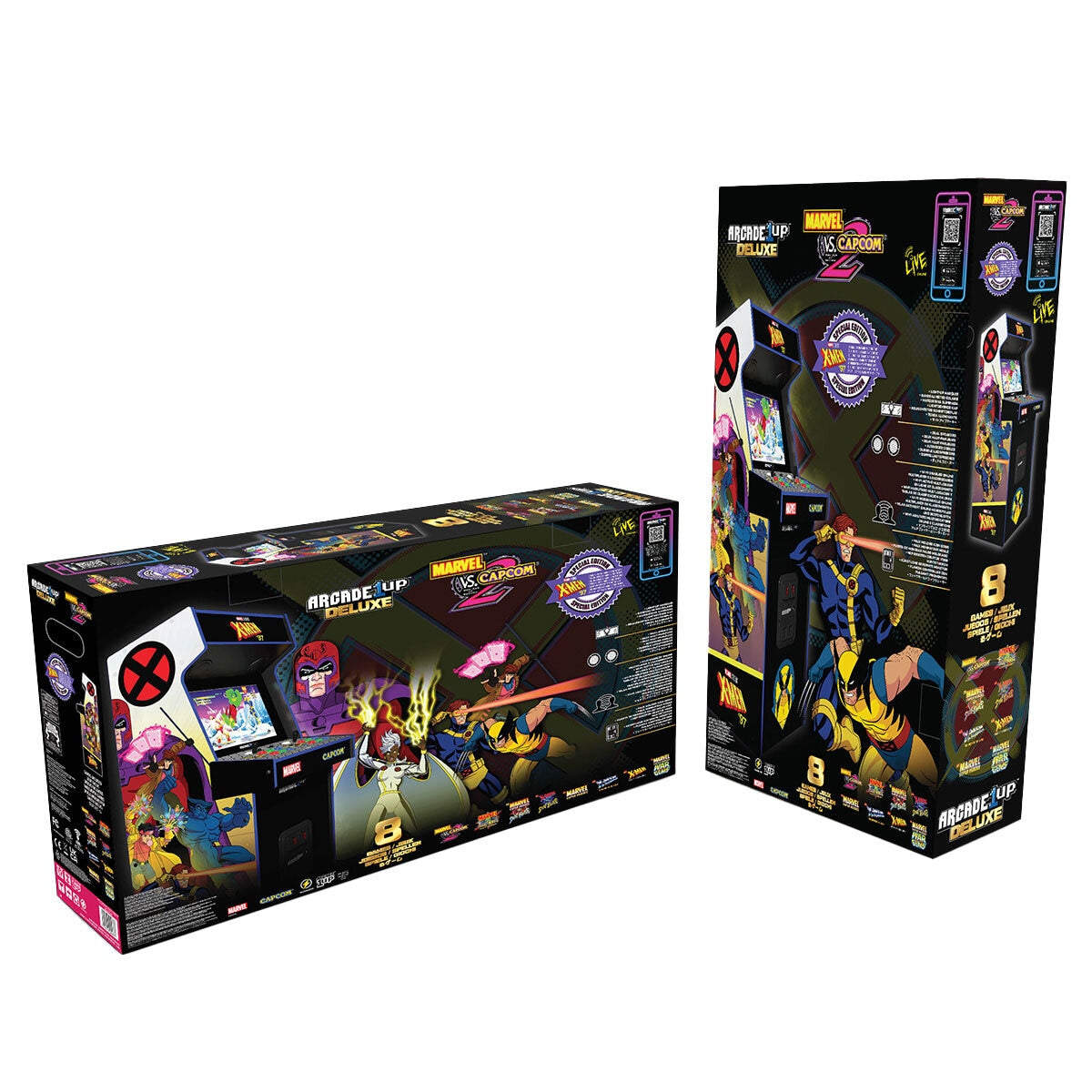 Arcade1Up Marvel Vs Capcom 2 X-Men '97 Edition Deluxe Arcade Machine | Online Multiplayer, Light Up Marquee, 8 Games, 17" Color Monitor