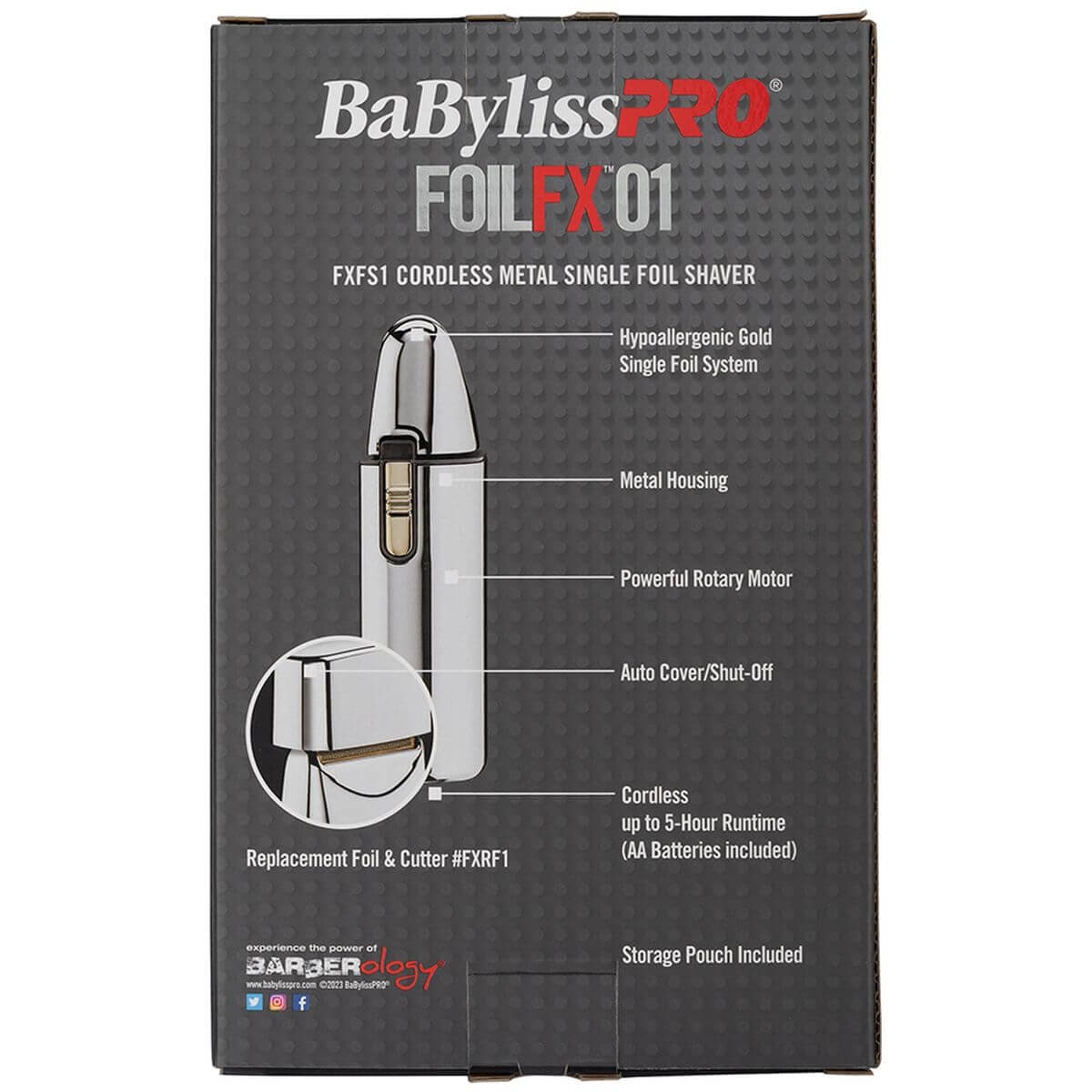 BaBylissPRO Single Foil Shaver - Silver - Hypoallergenic Gold Foil, Cordless, Metal Housing - 900895