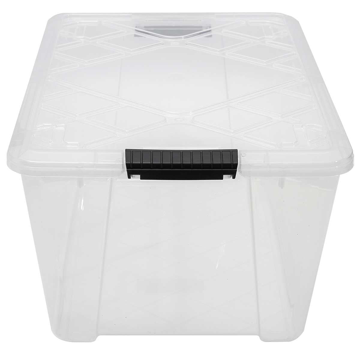 Greenmade InstaView 43L Multi-Use Storage Bin 3 Pack - Stackable with Clip Lock Handles, Crystal Clear Visibility, 100% Polypropylene