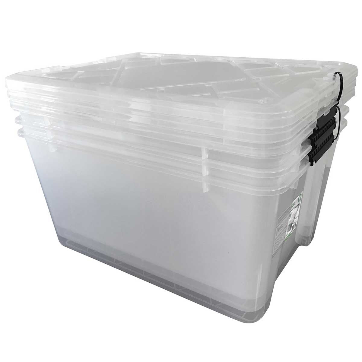 Greenmade InstaView 43L Multi-Use Storage Bin 3 Pack - Stackable with Clip Lock Handles, Crystal Clear Visibility, 100% Polypropylene