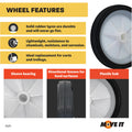 Move It 100mm White Plastic Centre Wheel with Rubber Tyre, Solid, 30kg Load