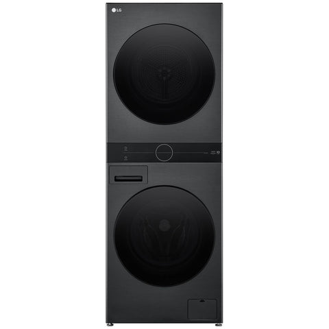 LG WashTower 12kg/10kg Compact All-In-One Stacked Washer Dryer - Black - Heat Pump - WWT-1210BX
