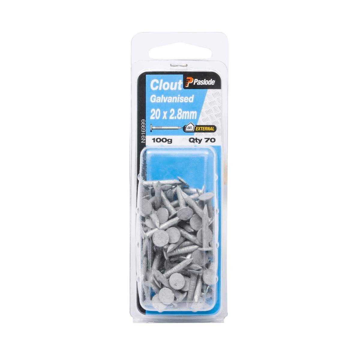 Paslode Galvanised Clout Nails 20mm 2.8mm 70 Pack Corrosion Resistant - SuperSaverAU - view 1