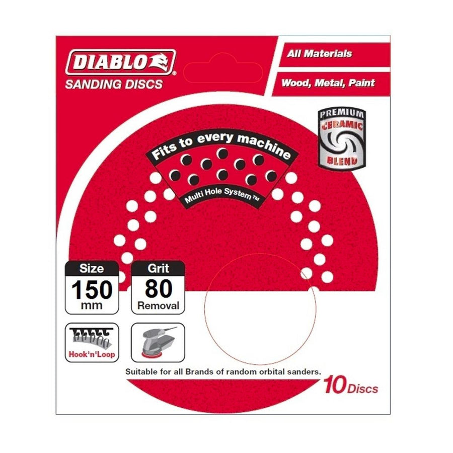 Diablo 150mm 80 Grit Sanding Discs - Coated Abrasive - 10 Pack - SuperSaverAU - view 1