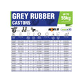 Easyroll 50mm Grey Rubber Heavy Duty Swivel Brake Castor 41kg