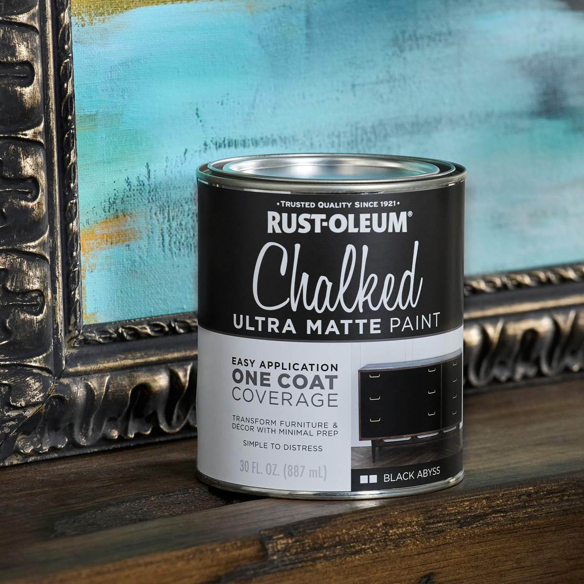 Rust Oleum Ultra Matte Chalked Paint 887ml - Black Abyss - Easy One-Coat Coverage - SuperSaverAU - view 4