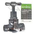 Kinetic 15mm Chrome T Head Stop Cock - Lead-Free Brass - WaterMark Certified - SuperSaverAU - view 2