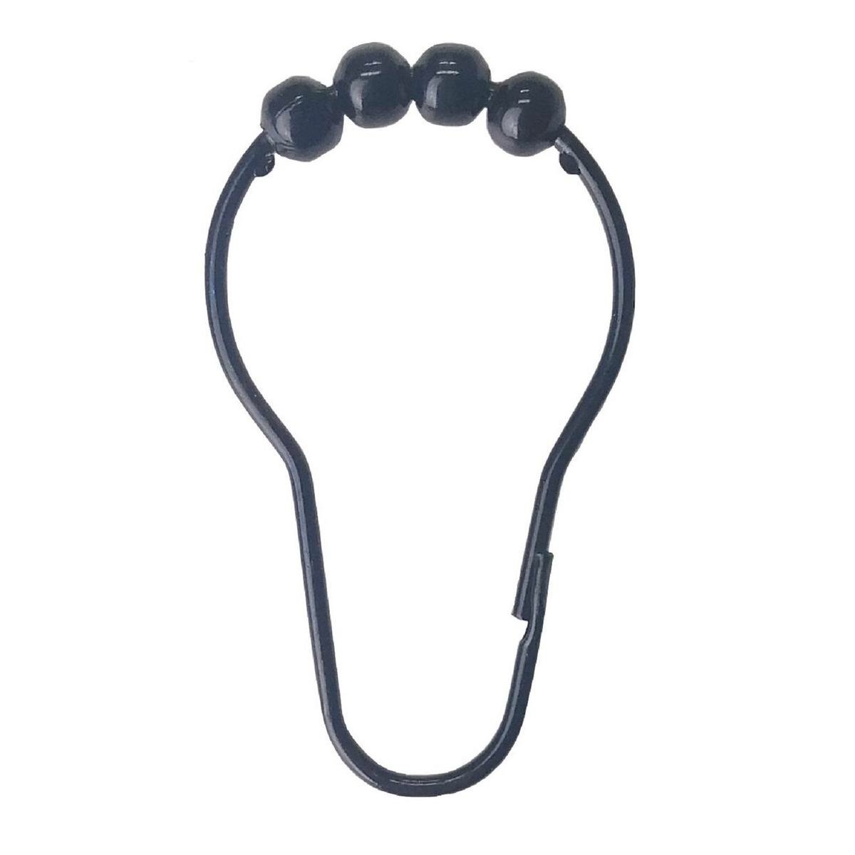 Barelli Black Metal Shower Curtain Rings 12 Pack - Durable - Stylish - Easy Use - SuperSaverAU - view 1