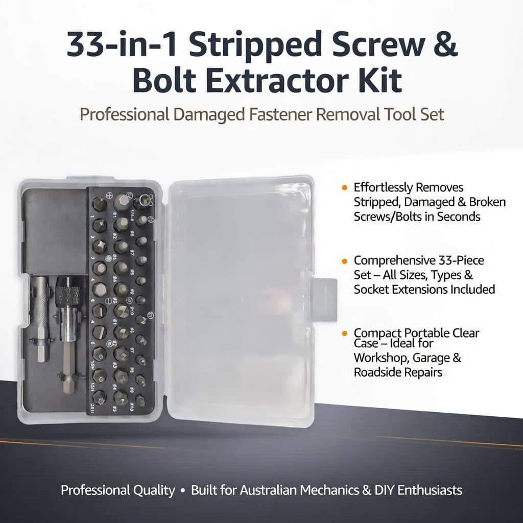 33 Piece Damaged Screw and Bolt Extractor Set with Tap and Die Bits