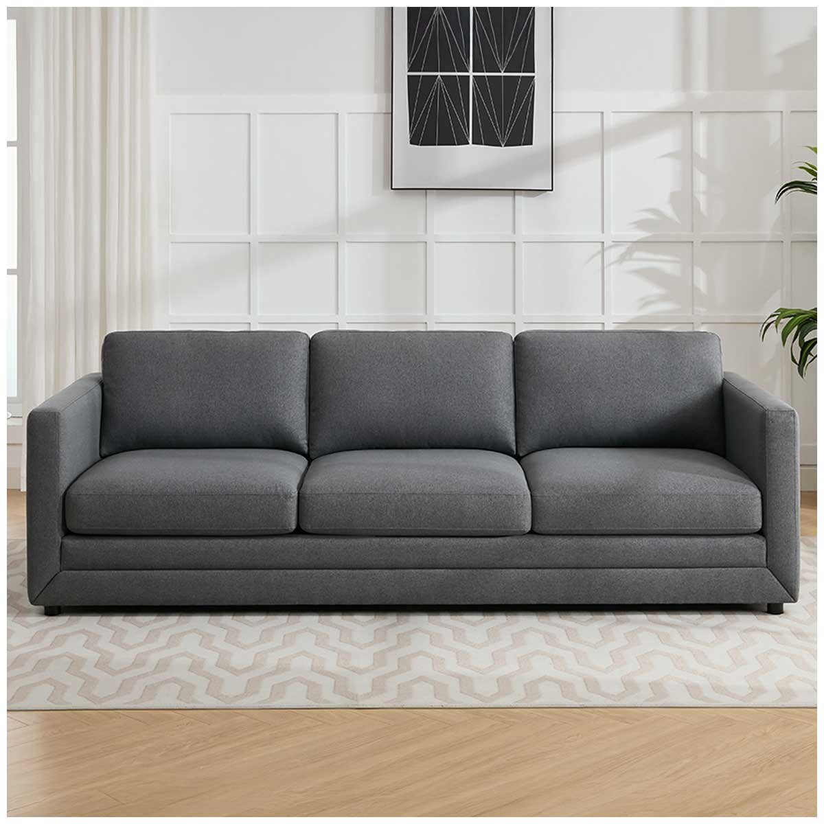 Fresh Industries 3 Seater Fabric Sofa with Loose Seat & Back Cushions, 150 kg Capacity per Seat - SuperSaverAU - view 1