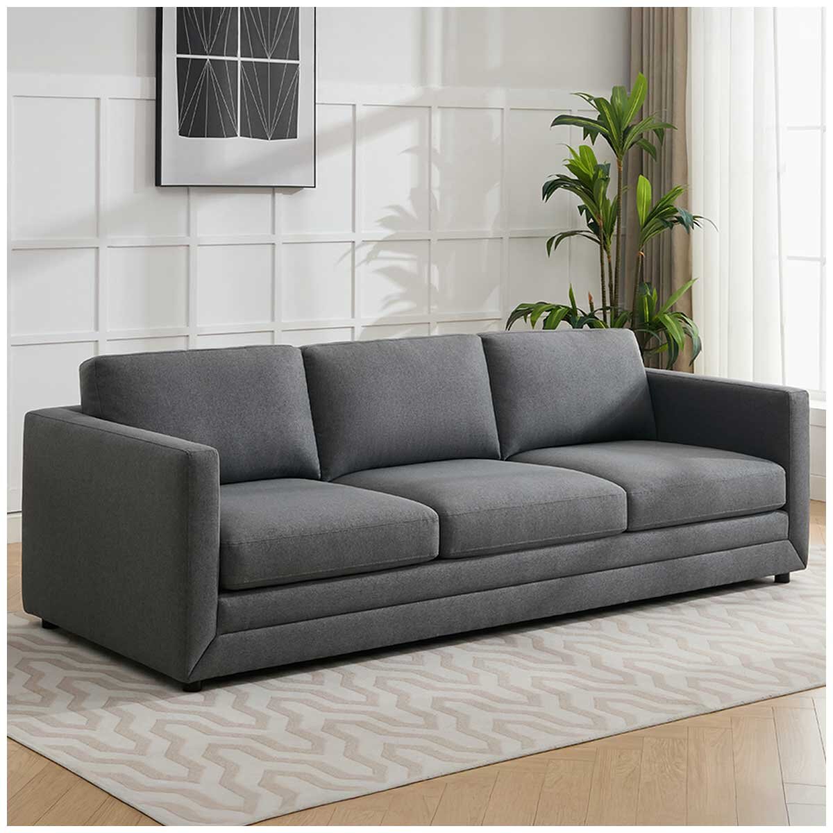 Fresh Industries 3 Seater Fabric Sofa with Loose Seat & Back Cushions, 150 kg Capacity per Seat - SuperSaverAU - view 7