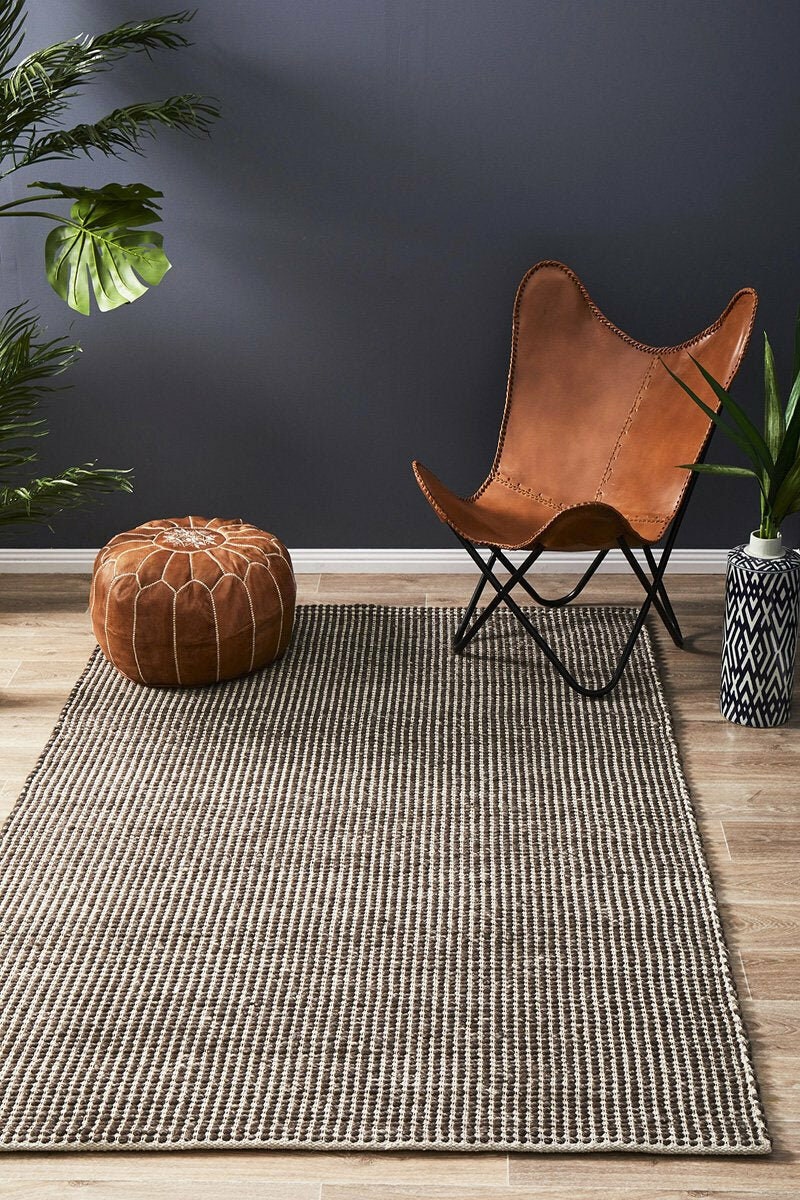 Rug Culture Skandi Large Rug 280x190cm - Brown &amp; White Wool, Hand Loomed - SKAN-300-BRO-280X190