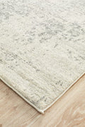 Rug Culture Evoke Large White Silver Runner Rug 400X80CM - Power Loomed Polypropylene - EVO-253-WSIL-400X80