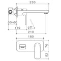 Caroma Luna Wall Basin Bath Mixer - 180mm x 122mm x 230mm - Brushed Nickel - Lead-Free Brass - Easy Clean Aerator - SuperSaverAU - view 2