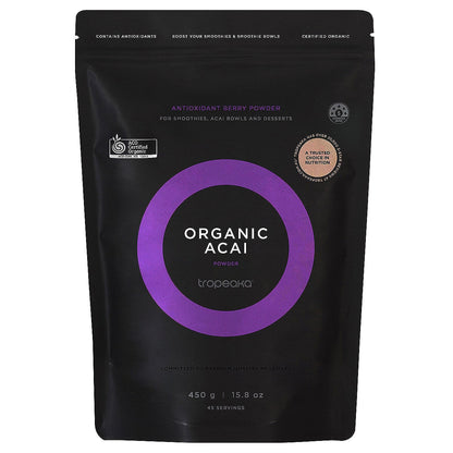 Tropeaka Organic Acai Powder 450g | Antioxidants, 5 Star Health Rating, Gluten Free, Vegan Friendly, Certified Organic