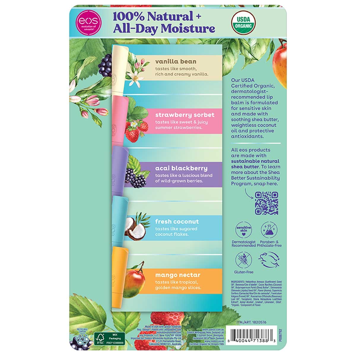 eos Organic Lip Balm 9 Pack - USDA Certified Organic, Sensitive Skin Formula with Shea Butter, Coconut Oil - 100% Natural