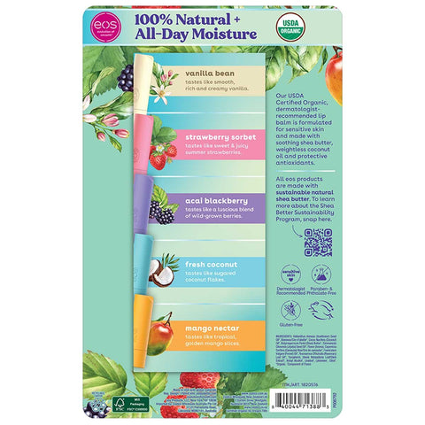 eos Organic Lip Balm 9 Pack - USDA Certified Organic, Sensitive Skin Formula with Shea Butter, Coconut Oil - 100% Natural - SuperSaverAU - view 2