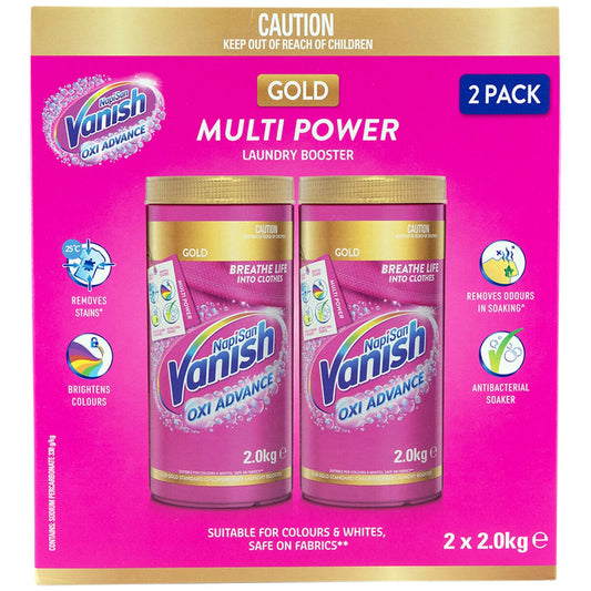 Vanish Napisan Oxi Action Stain Remover Powder 2x2kg, Model 9300701124410, Tough Stain Removal