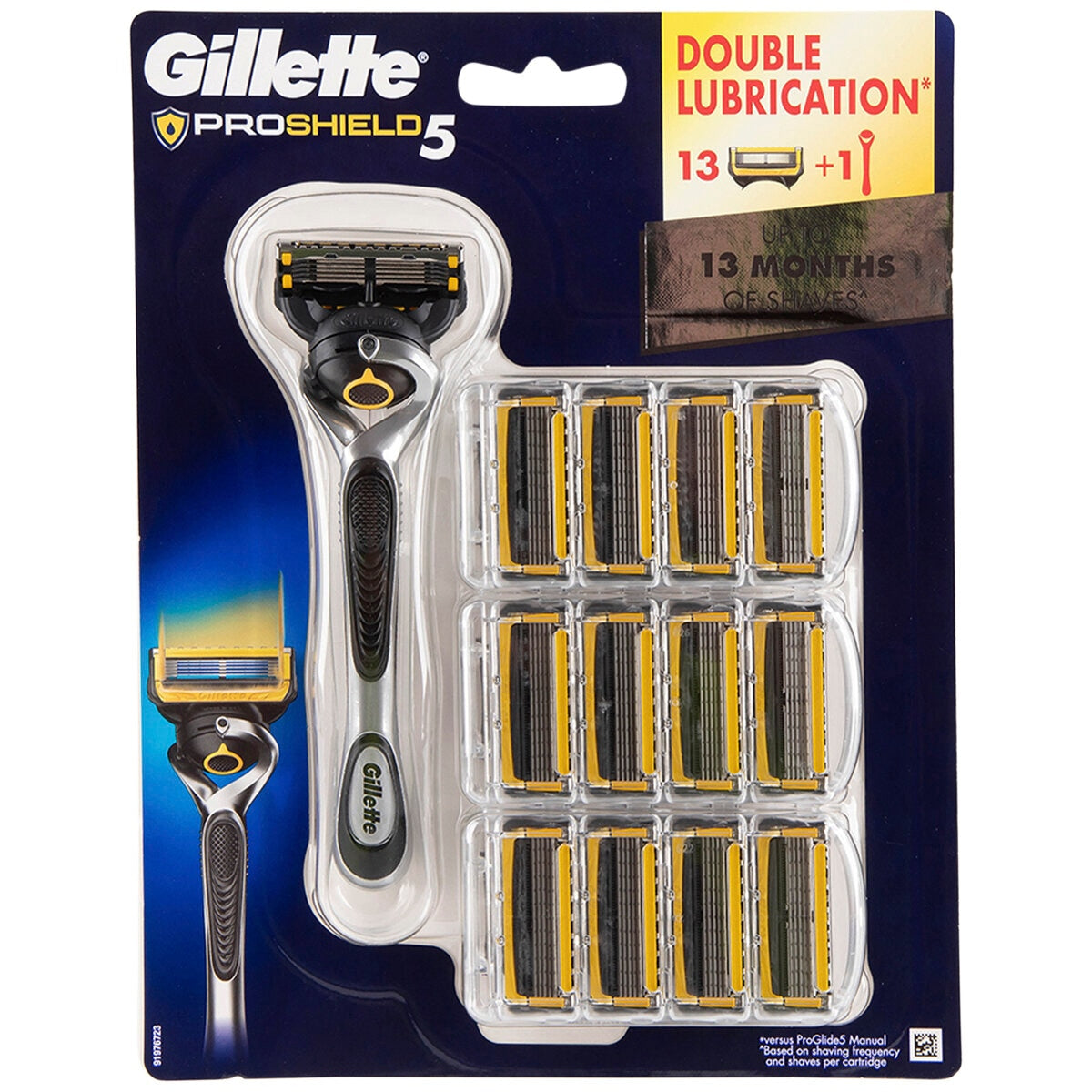 Gillette Fusion Proshield Razor + 13 Refills - Advanced Lubrication & Precision Trimming