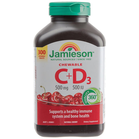 Jamieson Chewable Vitamin C + D3 300 Tablets - SuperSaverAU - view 1