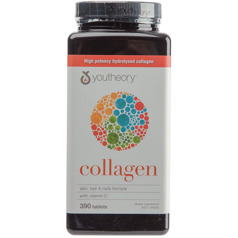 Youtheory Collagen 390 Tablets - 6000mg Hydrolysed Collagen with Vitamin C - SuperSaverAU - view 1