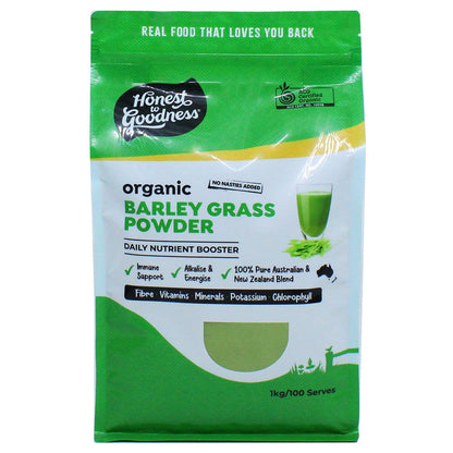 Honest To Goodness Organic Barley Grass 1kg - Certified, Antioxidants, Fibre, Alkaliser, Non GMO