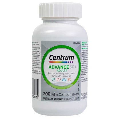 Centrum Advance 50+ 200 Tablets - Multivitamin for Vitality, Immunity, Heart & Eye Health