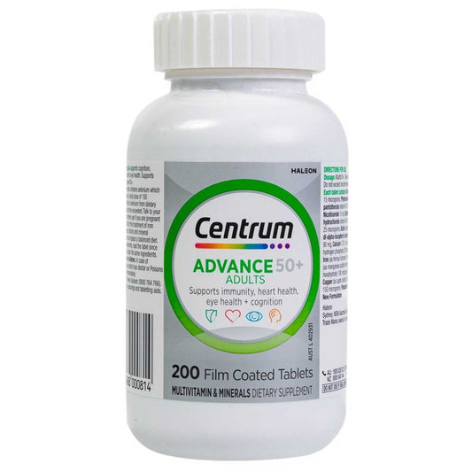 Centrum Advance 50+ 200 Tablets - Multivitamin for Vitality, Immunity, Heart & Eye Health