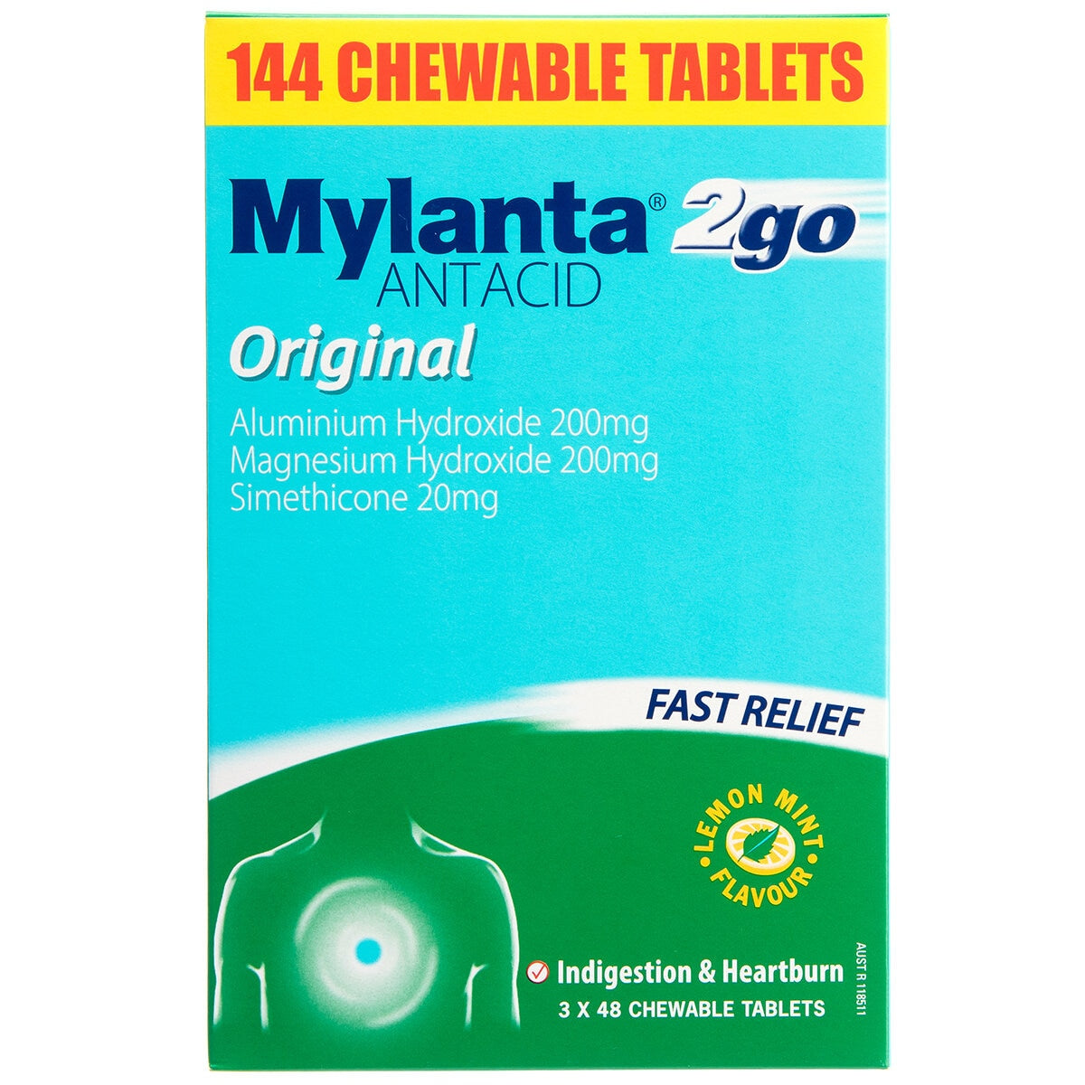 Mylanta Original Chewable 3 x 48 Tablets
