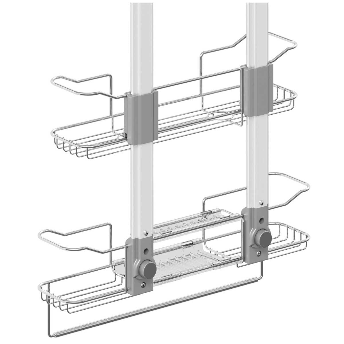 Artika Trent Hanging Shower Caddy Light Grey, 135x730x462mm, Adjustable Baskets, Mirror - SuperSaverAU - view 4