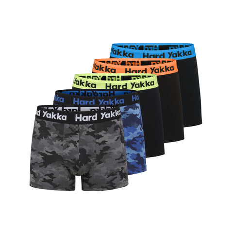 Hard Yakka Black/Camo Men's Cotton Trunks Size L - 5 Pack
