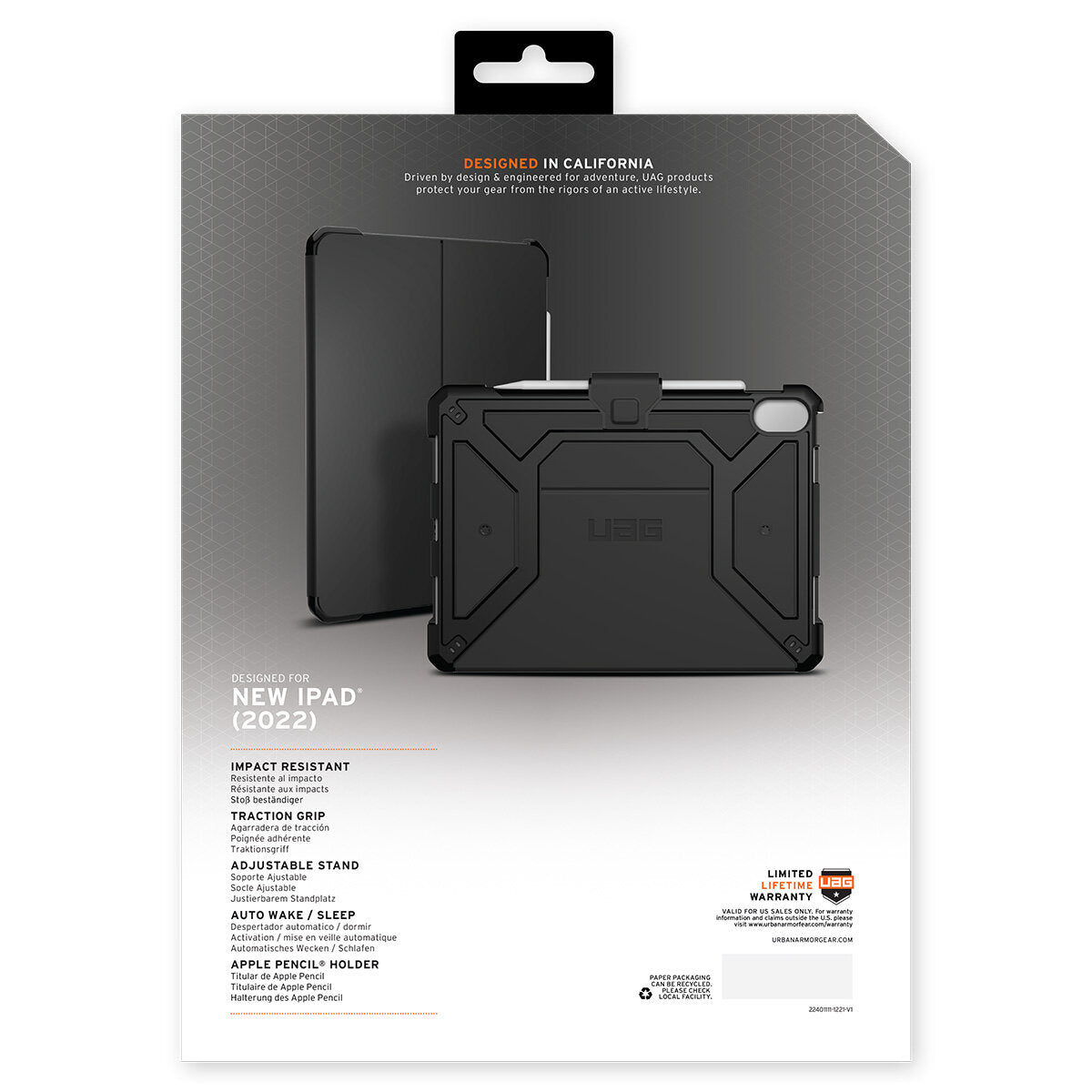 UAG Metropolis SE Apple iPad 10th Gen Folio Rugged Case Black 12339X114040 - SuperSaverAU - view 9