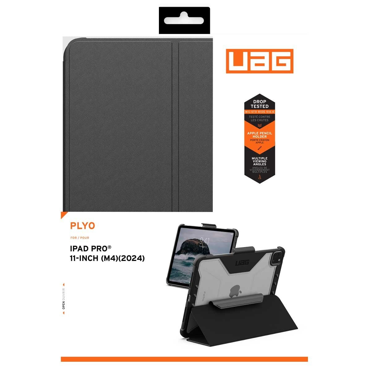 UAG Plyo Apple iPad Pro M4 5th Gen Folio Rugged Case Black-Ice 124477114043 - SuperSaverAU - view 9