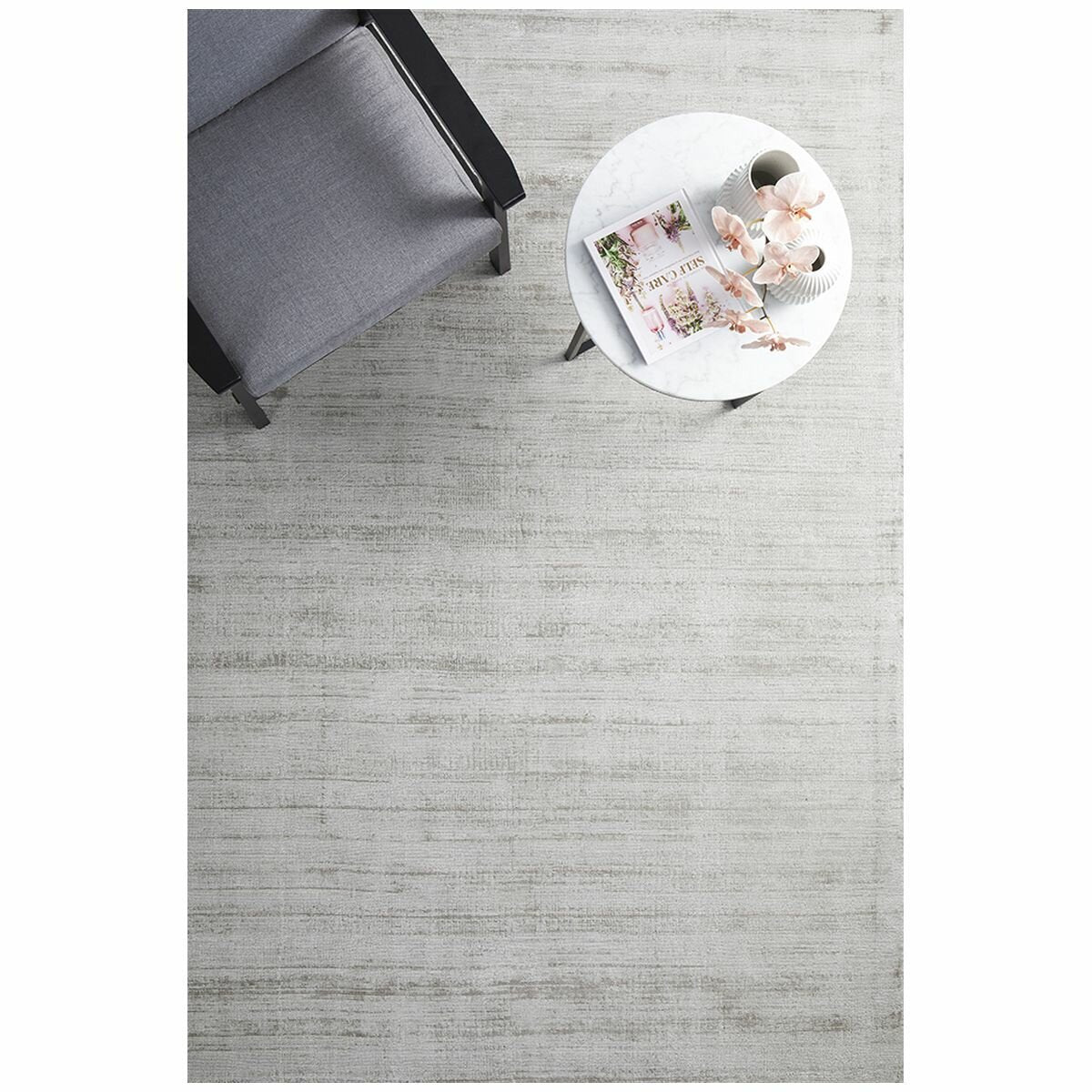 Rug Culture Bliss Hand Loomed Extra Large Rug 400x300 - Silver Viscose, Scandinavian Style - BLSSILV400X300