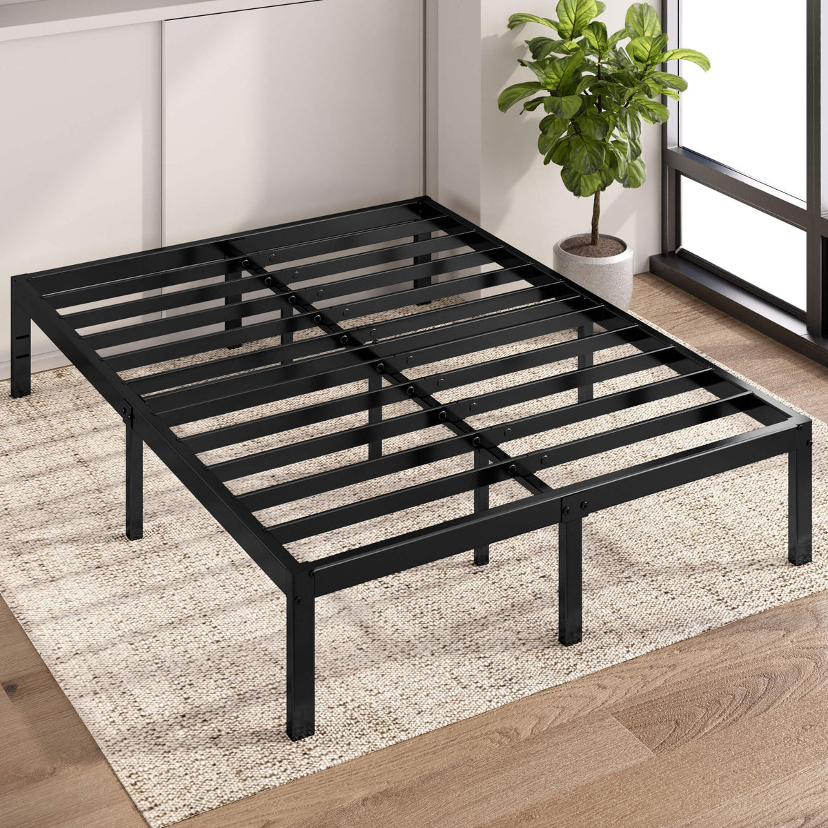 Zinus Double Metal Bed Frame - Black Steel Frame, 300kg Capacity, Tool-Free Assembly - AU-FBMMP1ZC-14D
