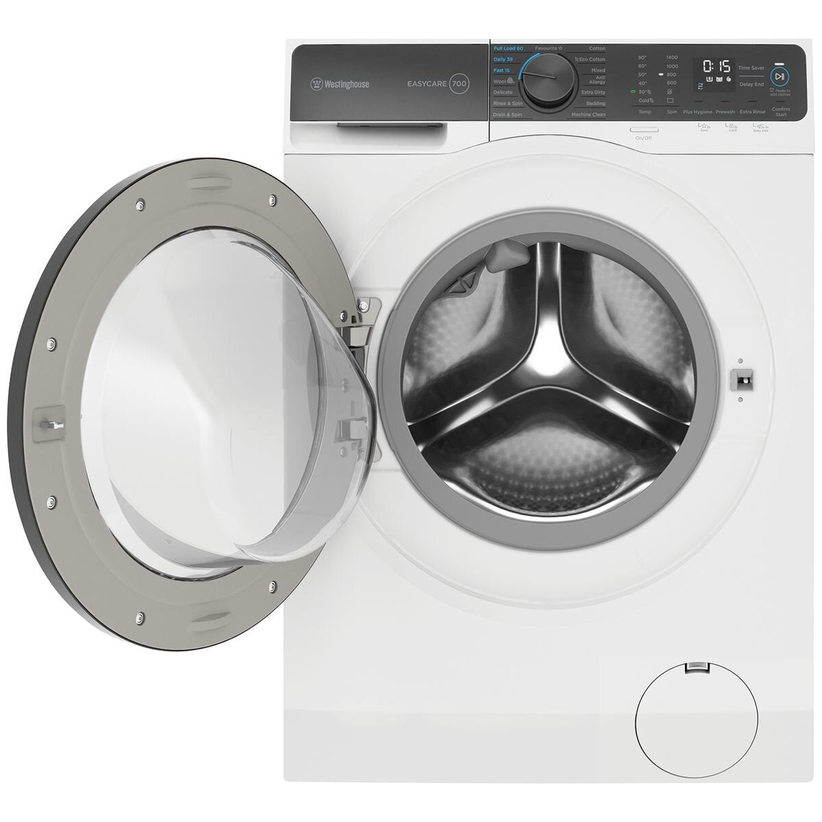 Westinghouse EasyCare 700 10kg Front Load Washing Machine - White, 5 Star Energy, Plus Hygiene - WWF1044M7WAS