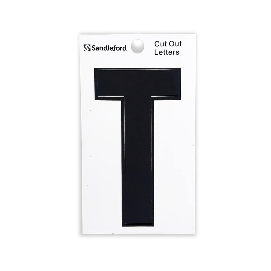 Sandleford 85mm Black Cut Out Self Adhesive House Letter T - SuperSaverAU - view 1
