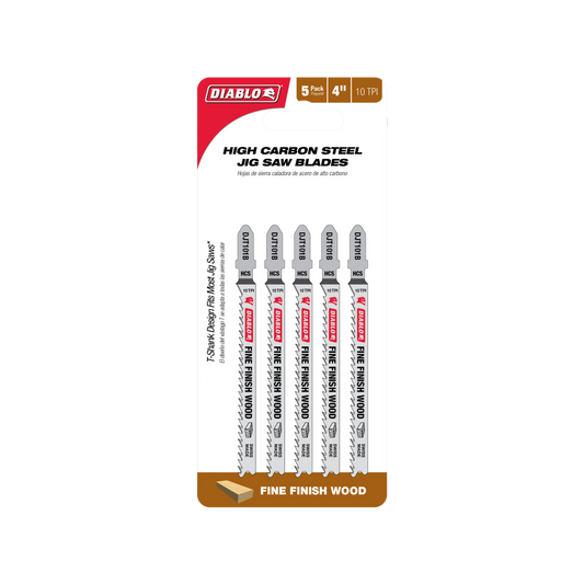 Diablo 100mm High Carbon Steel Jig Saw Blade - Fine Finish Wood Cuts - 5 Pack