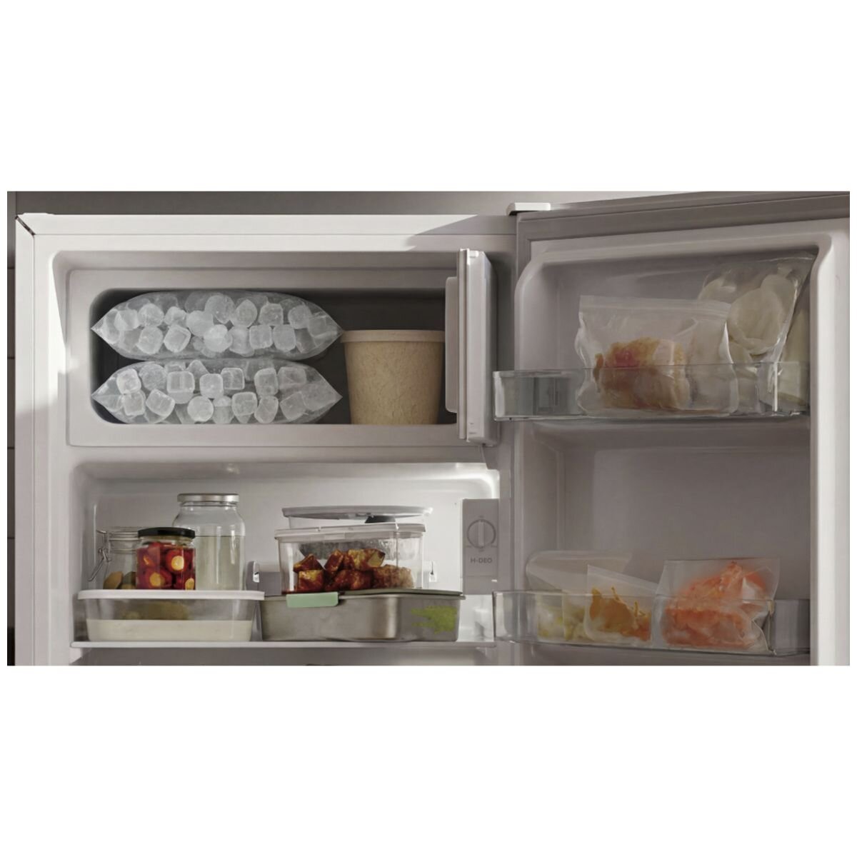 Haier Series 300 223L vertical fridge with inbuilt freezer - white, 4.5 star, reversible door - HRF220VW