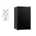 Euromaid 121L bar fridge - black cabinet and facia, freezer compartment, vegetable crisper - EBF126BK
